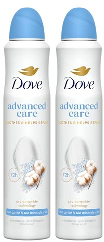 DOVE Déodorant Anti-transpirant Spray Cotton&Sea Mineral 0% alcool 2x200ml
