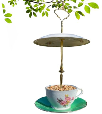para pájaros Tipo Taza de té para Exteriores - Decoración de jardín - Recipiente de Comida para Aves de Exterior,para Jardineros, Amantes de Las Aves y Animales, Patio, Terraza, Balcón,