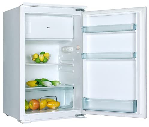 PKM KS120.4EB Einbaukühlschrank mit Gefrierfach | 88cm Höhe | 105L Kühlteil | 15L Gefrierteil | 4**** Gefrierfach | 223 kWh/Jahr | Türanschlag wechselbar | Höhenverstellbare Füße | Weiß