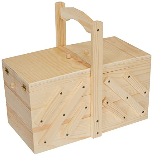 Artemio Nähkästchen aus Holz zum Dekorieren, beige, 32 x 16 x 29 cm