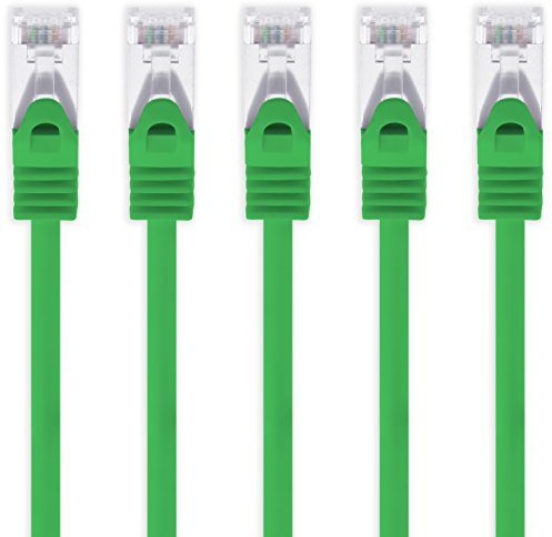 1aTTack.de 0,5m - grün - 5 Stück CAT.7 Netzwerkkabel Sftp (Rohkabel) Patchkabel (SET) 10000Mbit/s - 500 MHz konfektioniert mit 2 RJ45 Stecker Cat6a