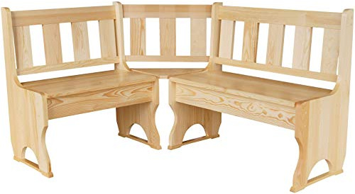 k koma Banc d'angle en pin massif (pin laqué, 160 x 180 cm)