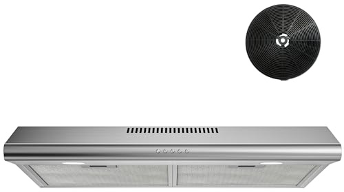 FIREGAS 30 Inch Under Cabinet Range Hood, 300 CFM Ducted/Ductless Kitchen Vent Hood Over Stove, 3-Speed Exhaust Fan with LED Light, Reusable Filter & Charcoal Filter, Stainless Steel