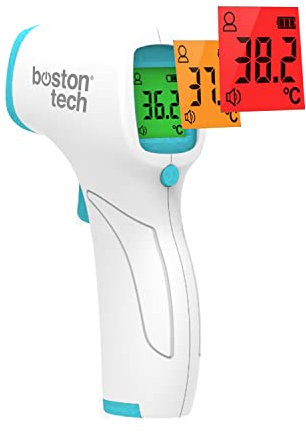 Thermomètre Frontal Infrarouge Sans Contact Boston Tech ME105 – Lecture Instantanée 1 s, Écran Rétroéclairé 3 Couleurs, Mémoire 20 Mesures, ℃/℉, Bébé & Adulte