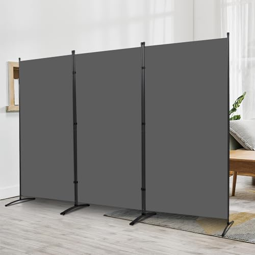 JVVMNJLK Indoor Room Divider, Portable Office Divider, Room Divider Wall Screen 3 Panel, Folding Partition Privacy Screen Walls Dividers for Room Separator 102 W x 71.3 H, Grey