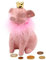 Keramik Spardose als Schwein - Sparschwein - Sparbüchse - Sparschweinchen in rosa mit Fell und Goldener Krone, Größe ca. 10 x 12 x 16 cm