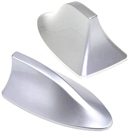 A54CS Universal Auto Haiflosse Antenne – Silberne Dachantenne mit Verstärker für AM/FM Radio, Elegantes Design und Verbesserte Empfangsleistung