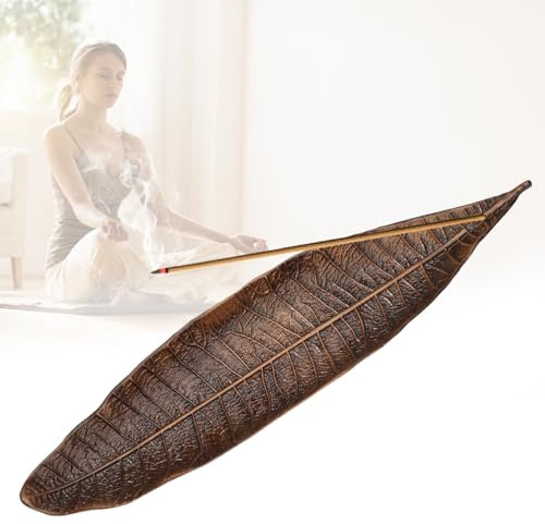 Räucherstäbchen Halter Incense Holder Duftstäbchen Rauchstäbchen Halter Leaf Raucherstäbchenhalter Ash Catcher Messing-Halter Kegelspule Räuchergefäß für Zuhause, Büro, Yoga, Meditation