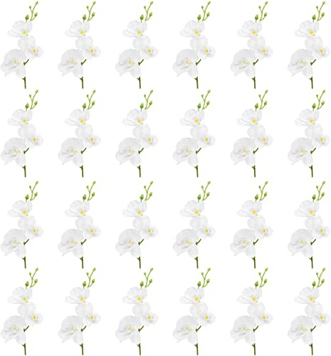 LARDUX 24 PCS Artificial Flowers for Floating Candles Wedding Centerpiece Mini Orchid Flower Filler Vase Fillers for Wedding Dinning Table Party Home Restaurant Decoration