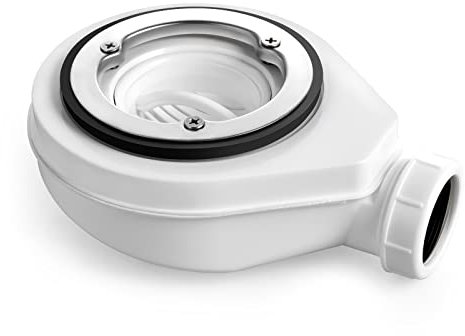 Heilmetz Scarico doccia con sifone integrato 90 mm, scarico per piatti doccia, uscita ∅ 40/50 mm, scarico doccia con sifone e filtro per capelli