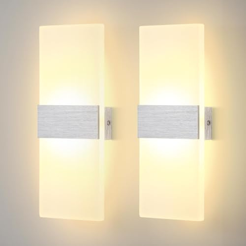 Lightsjoy 2x 12W Wandlampe Innen LED Wandleuchte Schlafzimmer, Warmweiß