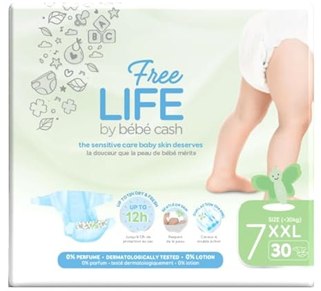 Freelife by Bebe Cash Sensitive Care Babywindel (<30 kg) – XXL 7 (1 Packung mit 30 Stück)