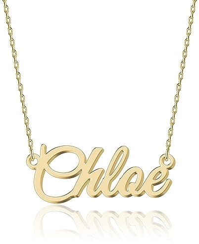 UMAGICBOX Exquisito collar con nombre personalizado, elige entre 14 estilos de fuente, colgante personalizable de acero inoxidable chapado en oro de 18 quilates y plata de ley, regalo único para ella
