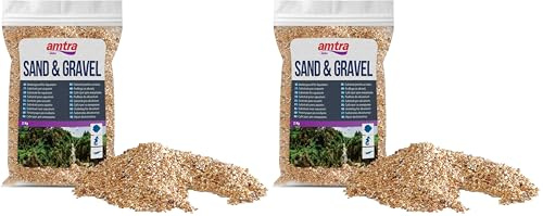 Amtra Ambra Fine - Sabbia per Acquario,fondale per Acquario Acqua Dolce e Marina, Naturale, atossico, 1-2 MM/2KG (Confezione da 2)