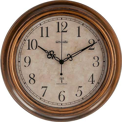 artvendis 5575B Horloge murale radio-pilotée 30 cm, antique, résistante aux intempéries, chiffres arabes faciles à lire