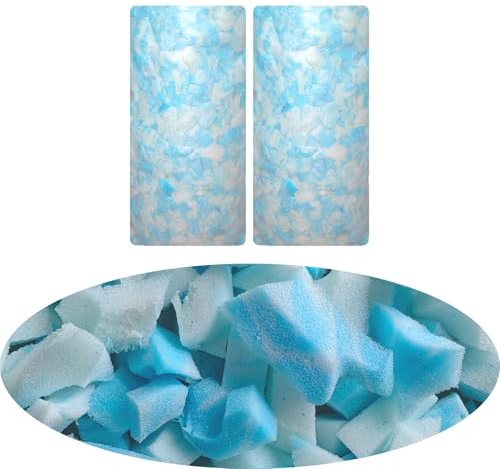 BBGDIPG Bean Bag Filler, 10 Pounds Comfortable and Soft Shredded Memory Foam Filling with Gel, Blue & White BeanBag Stuffing for Various Pillows/Punching Bag/Couch Cushions/Pouf/Dog Bed