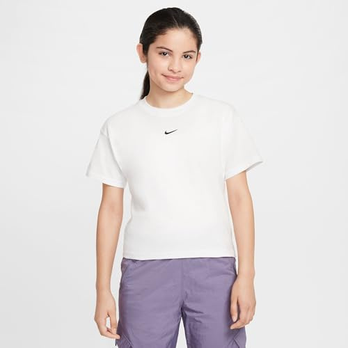 Nike Sportswear Essential Camiseta - Niña, White, FZ5559-100, XS