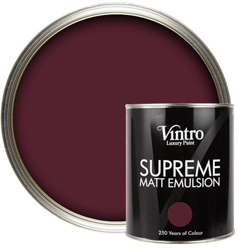 Vintro | Luxury Matt Emulsion | Dark Purple | Smooth Chalky Finish | Multi Surface Paint | for Walls, Ceilings, Wood and Metal | 1L (Dark Purple - Sweet Damson, 1L)