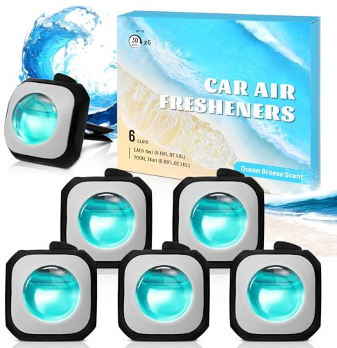 Scent-Hi Car Ambientador Coche, Brisa Marina Clips para Ambientadores de Coche, Elimina y Previene los Malos Olores de tu Coche, Pack 6 Unidades (6 x 4 ml)