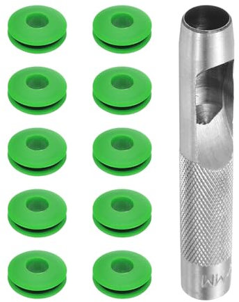 QUARKZMAN Kit de Herramientas de Ojales para Lona, 12mm Alicate Blanco para Ojales, 10Pcs Arandelas de Plásticos Ojales para Lonas Textiles Cortinas Carpas Toldos Sujeción Clip, Verde