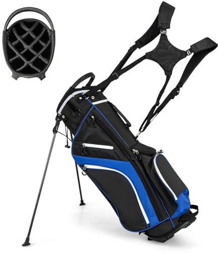 SPOTRAVEL Lightweight Golf Bag, Golf Stand Bag | with 14 Club Dividers, 6 Zippered Pockets, Rain Hood, Carrying Handles, Portable Full-Length Golf Bag for Carrying Storage
