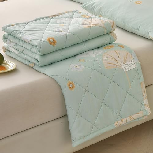 ZCXRYFL Trapunta in Cotone- Piumino Estiva Sottile E Fresca- Trapunte Patchwork, per Coperta da Divano/Lenzuola Ispessite, per Le Serate Calde, Cotone EsternoInterno (Single: 150X200cm,Green)