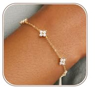 ZOERAY Bracelet Femme Argent 925/Or en Trefle à 4 Feuilles Réglable Bracelet 18K Plaqué Or en Zircon Cubique Papillon Fleur Bracelets Amitié Parure Bijoux Idée Cadeau Marraine Anniversaire Femme Fille