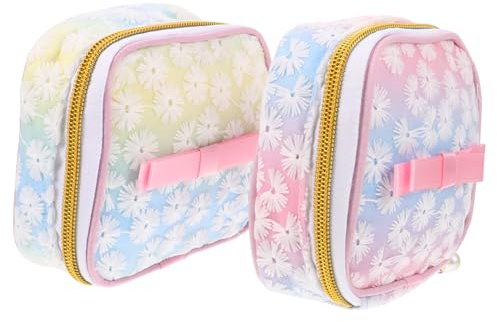 WRITWAA 2piezas Bolsa Para Compresas Sanitarias Con Cremallera Dos Diseño Bordado De Malla Almacenamiento Portátil Para Mujer Necesario Para Higiene Femenina Colores Aleatorios