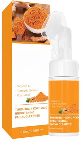 Glow Wash Nettoyant pour le visage au curcuma avec brosse, nettoyant en profondeur, exfoliant, nettoyant pour le visage moussant au curcuma pour tous les types de peau