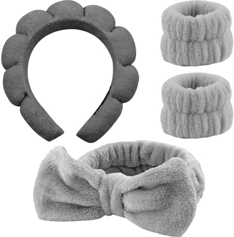 4 st hårband, kosmetika, spa-pannband för ansiktstvätt, hudvård, pannband, smink-hårband, pannband, handledstvättband, set för kvinnor och flickor, yoga, sport, dusch