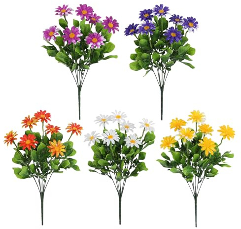 Wisylizv Fleurs Marguerites Artificielles, Décor de Table Fleurs Artificielles Marguerites, Décoration de Table pour Porte d'Entrée Balcon Terrasse Fêtes Mariages Intérieur Extérieur