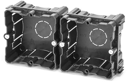Caja empotrable doble - diseño negro, capacidad para dos mecanismos, ideal para instalaciones eléctricas, fabricada en material resistente.