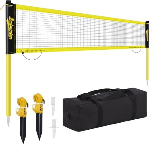 20ft Portable Regulation Size Outdoor Badminton Net Set for Backyard with Heavy Duty Poles, Carry Bag