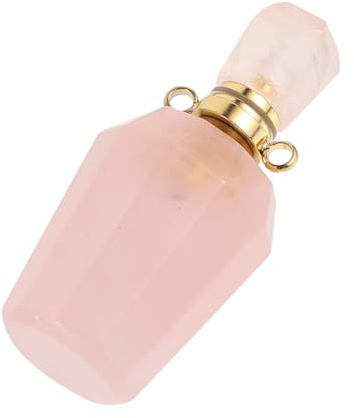 Ciieeo Pink Jade Aromatherapy Essential Oil Diffuser Necklace Pendant Portable Fragrance Release Storage Bottle for Home Office Spa and Gift Use