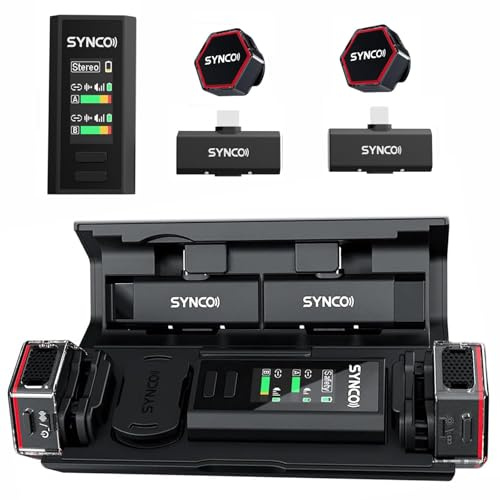 SYNCO G4 Wireless Lavalier Microphone, 2.4G Dual Transmitter 200m Stable Range 48KHz 24Bit Lapel Mic 656FT 8H for Online Class Vlog Stream YouTube for Camera Smartphone Tablet