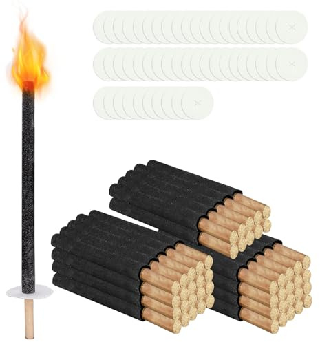 Jaxguom 50 antorchas para exteriores, tiempo de combustión 45 minutos, cera natural para niños, antorchas de cera premium, antorchas con protección para las manos, ideal para exteriores, jardín