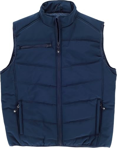 WORKTEAM Chaleco Acolchado, Cuello Alto con Cremallera, Bolsillos Interiores, Solapa Protectora y Ribete Elástico, Ropa Laboral Ligera y Resistente. Hombre