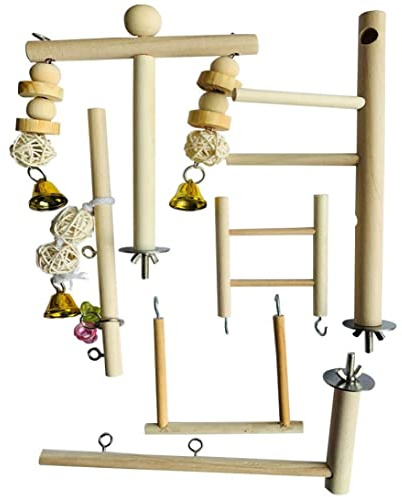 Parco giochi per parrocchetti Parco giochi per uccelli Palestra Pappagallo Supporto per Posatoi in legno Box Scale Conuro da masticare Arrampicata Altalena Giocattolo Gabbia per uccelli Access
