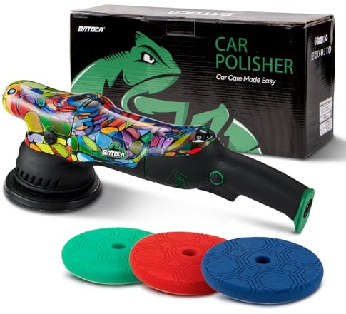 BATOCA P1 Polisseuse Orbitale DA 1000W - Lustreuse Double Action 125mm, Orbite 15mm, 6 Vitesses 2500-5500 RPM, Câble 5m, Idéal pour Polissage, Lustrage et Élimination des Rayures Auto & Moto