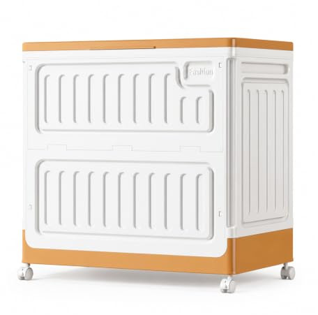 Minifactory Storage Box with Wheels and Lids Stackable Large Organizer Bin Rolling Dustproof Container for Clothes Bedding Toys Books and Snacks Space-Saving Storage Solution (Brown)