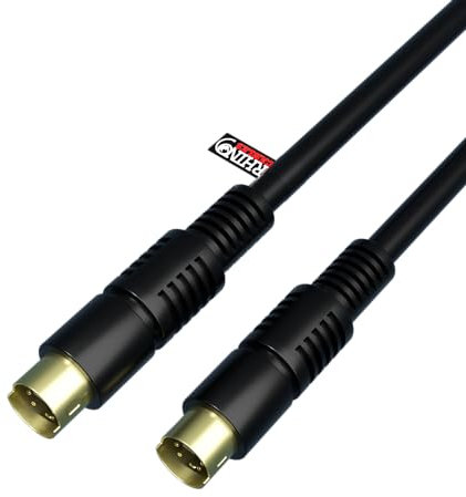 rhinocables - S-Video Male to Male Cable | Gold-Plated Contacts | Robust Construction | 4 Pin Mini Din Compatibility | Easy Setup, Gold, 10m