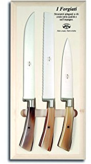 Coltellerie Berti Forgiati su misura 3 Cuchillos forjados 4130 Cuerno de Buey Lleno