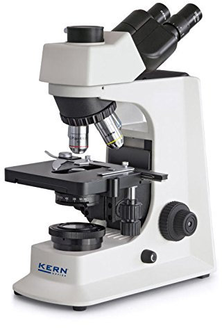 KERN Optics - Microscope composite haute performance - Tube trinoculaire Infinity E-plan - Blanc/noir - Objectif 4x/10x/40x/100x - LED 3 W - Traversant