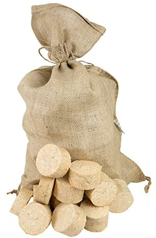 Bricchetti di legno naturale, lunga durata, prodotto e confezione 100% ecologico (20 KG)