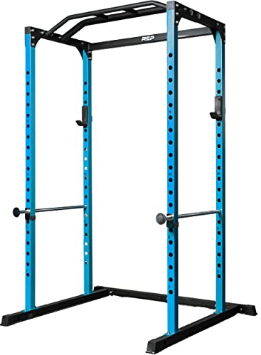 REP PR-1100 Power Rack - 700 lbs Rated Lifting Cage for Weight Training (Blue Power Rack, No Bench)