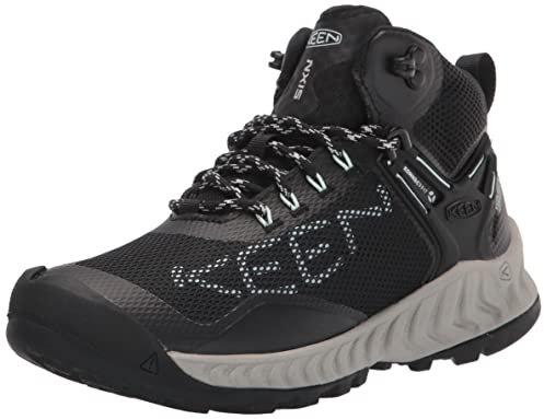 KEEN Women’s NXIS EVO Mid Height Waterproof Hiking Boots, Black/Blue Glass, 6 UK