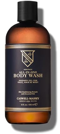 Caswell-Massey Heritage All-in-1 Body Wash, Use as a Face Wash, Beard Wash, Shampoo, Body Wash & Shave Gel, Signature Heritage Soap for Men, 12 Fl Oz Made in USA