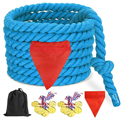CWLAKON Jeux de plein air Corde à tirer pour enfants et adultes (bleu, 18 m)