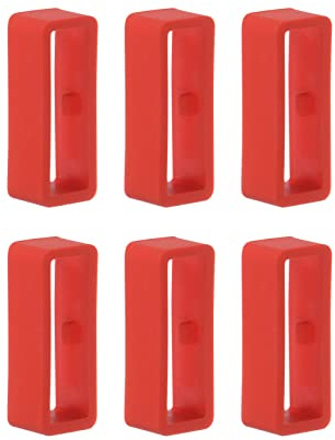 sourcing map 6 Uds Reloj Correa Lazo Cierre Anillos Soporte 22mm Rojo | Caucho Guardián Silicona para Reloj Correa