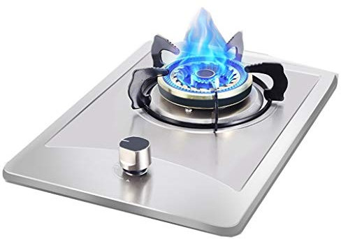 Placa de cocción a gas Placa de cocción a gas de acero inoxidable, placa de cocción portátil, placa de cocina/cocina individual integrada, con protección contra incendios, fácil de limpiar, compa